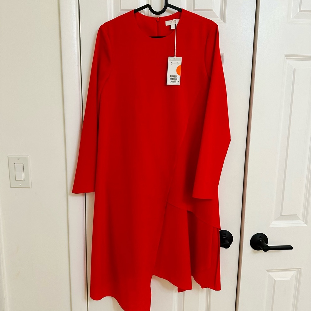 NWT COS asymmetrical layered dress Red size 4 new with tag